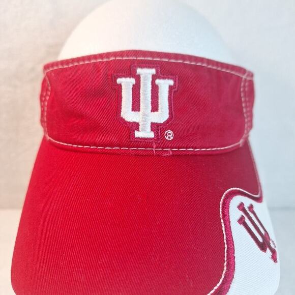 Indiana Hoosiers Visor Hat Cap Strap Back Mens NCAA College Red White Logo - Picture 2 of 7